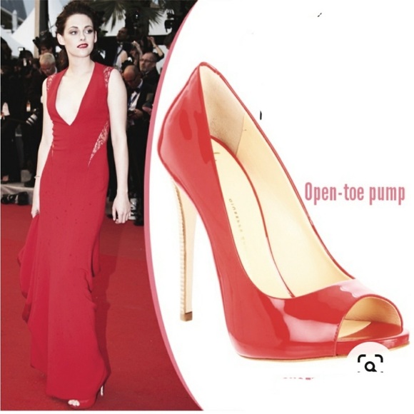 Designer miu miu by Prada Red patented leather shine domme open toe pumps 36.5 - Picture 2 of 5